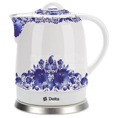 Чайник электрический керамический Delta Синие цветы DL-1233В, 1.7 л, 1.5 кВт Дельта