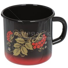 Кружка сталь, эмалированное покрытие, 1 л, СтальЭмаль, С0107.8, красно-черная