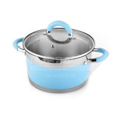 Кастрюля нержавеющая сталь, 2.4 л, с крышкой, Lara, Sky Blue, LR02-441