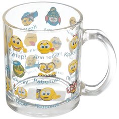 Кружка стекло, 300 мл, Смайлики, Декостек, 208-Д