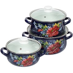 Набор эмалированной посуды 6 пр, кастрюли 2,3,4 л, Керченский металлургический завод, Апрель-Экстра