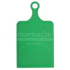 Доска разделочная пластик, 30х21 см, с ручкой, зеленая, Мультипласт