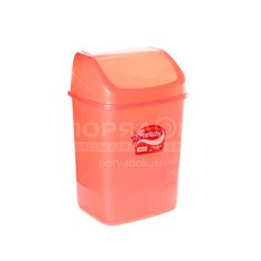 Мусорный контейнер пластик, 5 л, прямоугольный, плавающая крышка, розовый перламутровый, Dunya Plastik, Sympaty, 09401