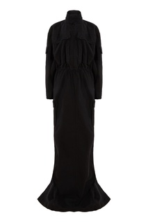 Черное объемное платье-макси Balenciaga