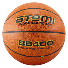 Мяч баскетбольный ATEMI BB400, универсальный, 7-й размер, коричневый/черный [00000101408]