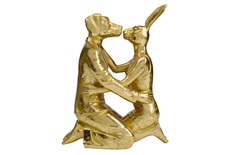 Статуэтка kissing rabbit and dog (kare) золотой 35x45x21 см.