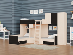 Кровать двухъярусная трио/2 венге (рв-мебель) коричневый 326.5x195x200 см.