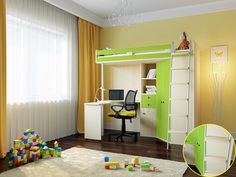 Кровать-чердак тошка м-85 салатовый (рв-мебель) зеленый 201.5x125x185.5 см.