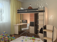 Кровать-чердак тошка м-85 венге (рв-мебель) коричневый 201.5x125x185.5 см.