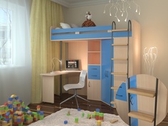 Кровать-чердак тошка м-85 голубой (рв-мебель) голубой 201.5x125x185.5 см.