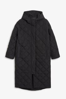 Black long quilted coat Monki