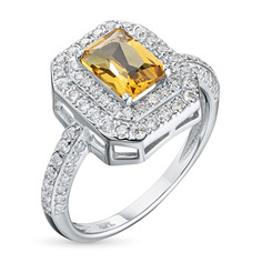 Кольцо из белого золота с бриллиантами и цитрином э0951кц05210464 ЭПЛ Якутские Бриллианты