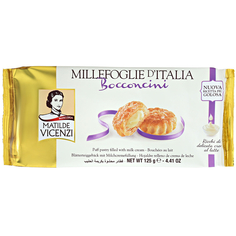Слоеные пирожные Matilde Vicenzi с молочным кремом Бокончини, 125 г