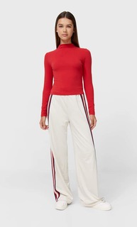 Stradivarius Футболка Из Мягкой Ткани С Воротником-Стойкой Красный Xs
