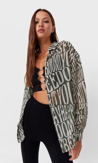 Stradivarius Рубашка Свободного Кроя Хаки S