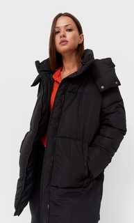 Stradivarius Пуховик Sorona С Капюшоном Черный S
