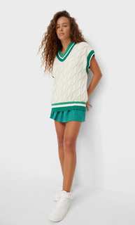 Stradivarius Жилет Оверсайз Цвет Небеленого Полотна M