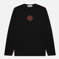 Мужской лонгслив Stone Island Garment Dyed Embroidery Logo, цвет чёрный