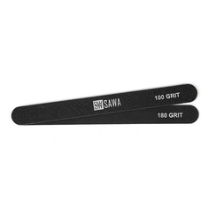 SAWA, Пилочка для ногтей на деревянной основе «Длинная», 1,5 мм, 100/180 грит, черная