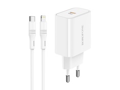 Зарядное устройство Borofone BA57A Easy Speed 1xUSB-C PD3.0 20W 3A + кабель USB-C - Lightning 1.0m White