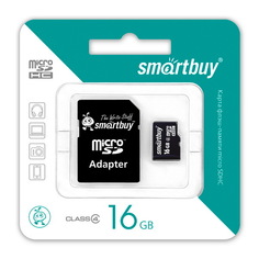 Карта памяти 16Gb - SmartBuy Micro Secure Digital HC Class 10 SB16GBSDCL10-01 с переходником под SD