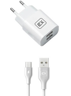 Зарядное устройство Exployd Classic 3.1A 2хUSB - Type-C White EX-Z-595