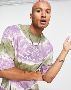 Oversized-футболка с дизайном тай-дай розового и зеленого цветов и принтом "Williamsburg City" ASOS DESIGN-Разноцветный