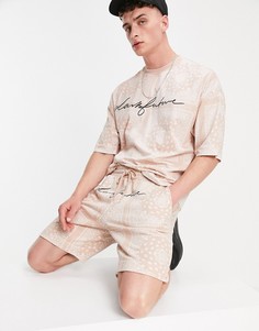 Свободные шорты нежно-розового цвета со сплошным принтом в стиле плитки (от комплекта) ASOS Dark Future-Розовый цвет