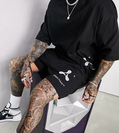 Черные свободные шорты со светоотражающим принтом логотипа от комплекта ASOS Dark Future x Cream-Черный цвет