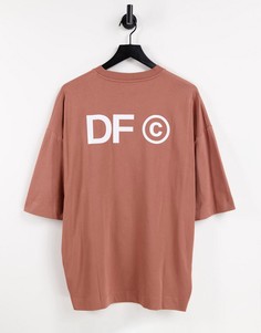 Коричневая футболка в стиле oversized с логотипом спереди и сзади ASOS Dark Future-Коричневый цвет