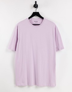 Oversized-футболка из органического хлопка сиреневого цвета с высоким воротом Selected Homme-Фиолетовый цвет