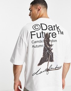 Белая футболка в стиле oversized с графическим принтом «Смерть с косой» ASOS Dark Future-Белый