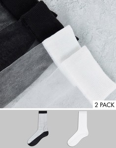 Набор из 2 пар сетчатых носков до щиколотки черного и белого цвета Topshop-Разноцветный