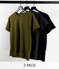 Набор из 3 футболок черного, серого и зеленого цветов Lyle & Scott Bodywear Maxwell-Разноцветный