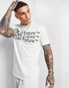 Серая футболка с тройным логотипом спереди ASOS Dark Future-Серый