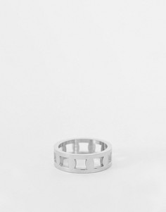 Серебристое кольцо с вырезами из нержавеющей стали Icon Brand-Серебряный