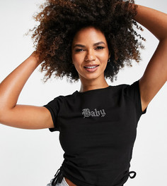 Черная футболка со сборками и надписью "Baby" Missguided-Черный цвет