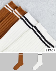 Набор из 2 пар носков белого и светло-коричневого цветов-Разноцветный Topshop