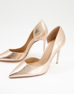 Туфли на шпильке цвета розового золота с острым носом Truffle Collection-Золотистый
