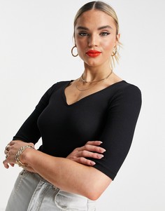 Черный боди с вырезом сердечком Vero Moda-Черный цвет