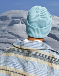 Свободная голубая шапка-бини ASOS DESIGN-Голубой