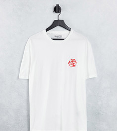Белая oversized-футболка с вышивкой розы из смесового хлопка Selected Homme – эксклюзивно для ASOS-Белый