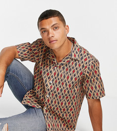 Рубашка свободного кроя с отложным воротником и мозаичным принтом Selected Homme – эксклюзивно для ASOS-Разноцветный