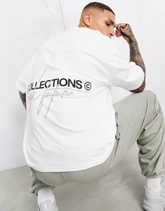 Белая футболка в стиле oversized с текстовым принтом на спине ASOS Dark Future-Белый