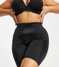 Черные моделирующие шорты из атласной ткани-Черный цвет Yours