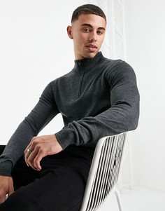 Мягкий джемпер темно-серого цвета с воротником-стойкой на короткой молнии Threadbare-Серый