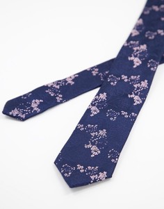 Темно-синий галстук в мелкий цветочек Topman