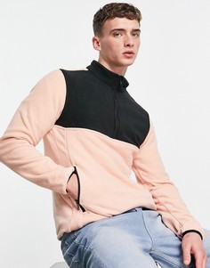 Розовый флисовый топ в стиле колор блок с короткой молнией 1/4 Jack & Jones Originals