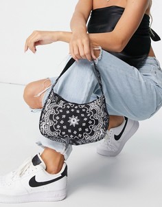 Мини сумка в стиле 90-х с платочным принтом Ego-Черный