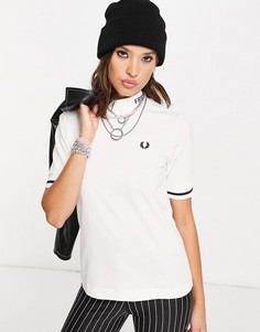 Белая футболка с высоким воротом и логотипом Fred Perry-Белый